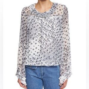 See By Chloé / Long-Sleeve Collared Floral Blouse
